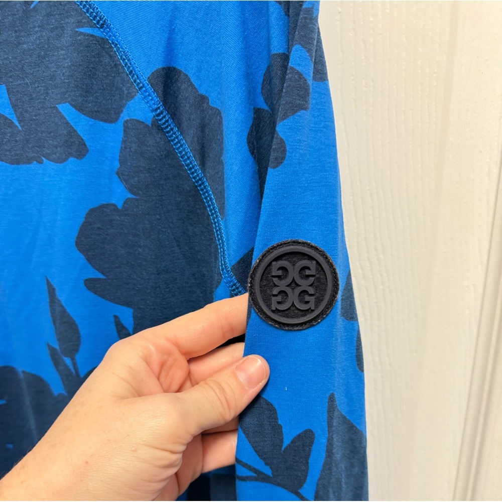 G/FORE Blue Floral Raglan Quarter Zip - Picture 4 of 9